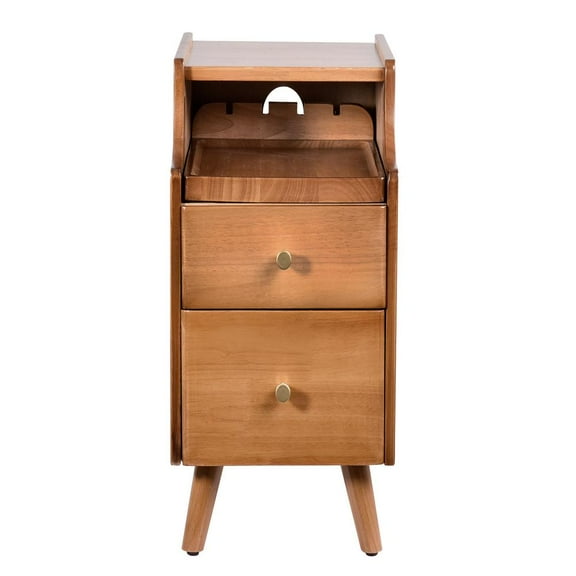 Wood Bedside Table Wooden 2-Drawer Night Table Small Side Table Multi-Purpose Standdrawers for Bedroom Living Room Home Office