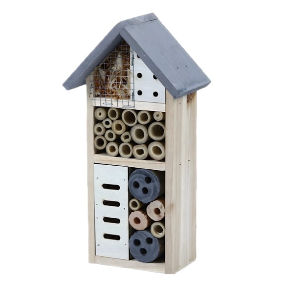 Wood Bee Hotel for Garden, Insect House with Wood Tube Design, Lady Bug House for Outdoor Spaces, Multi-Habitat Bee Houses for Ecological Balance 10.2 x 5.2 x 3.3 in26 x 13.2 x 8.3 cm