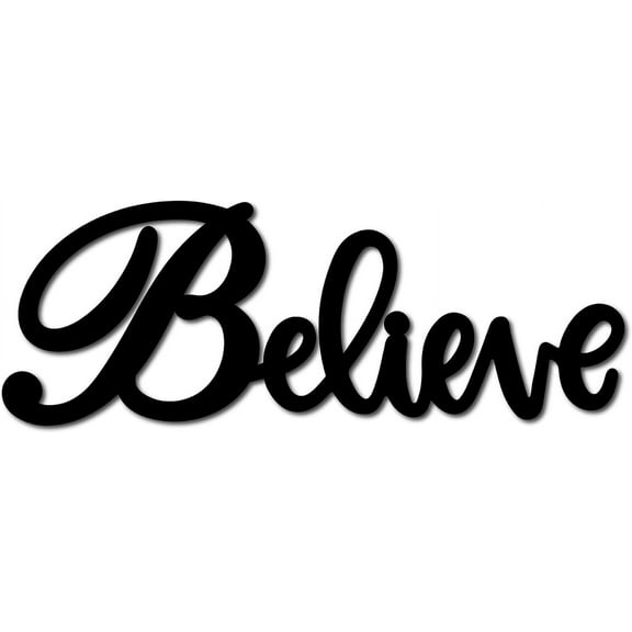 Wood Believe Sign Cutout Wooden Letters Sign DIY Black Words Sign Hanging Unfinished Wall Art Decor for Home Wreath Door Living Room Decoration Christmas Gift 11.8 x 4.3 Inch