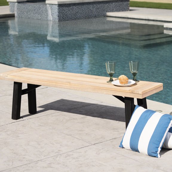 Wood Bench With Fine Slat Panelling And Weather Resistance Weather- Lovely Panels Durability Feature