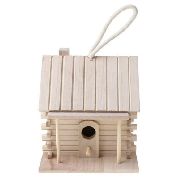 Wood Bird House with Perch Birdhouse to Paint Wooden Hanging Sleeping Nest for Indoor Outdoor Birds Garden Decoration
