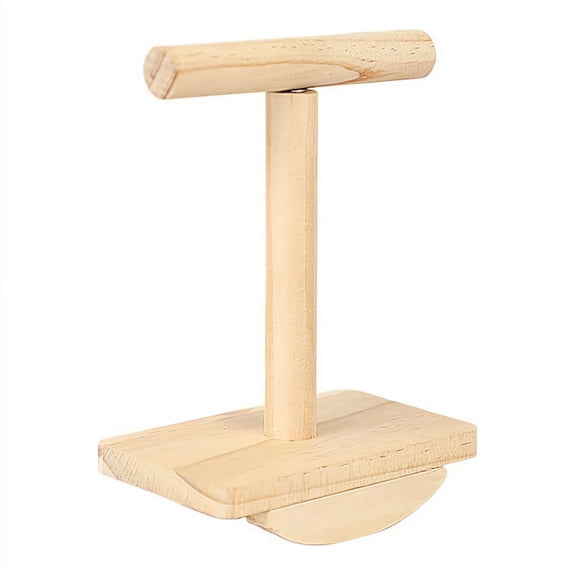 Wood Bird Perch Stand, Rocking Perch T-Shaped Conures Play Platform Toy for Parakeets, Cockatiels, Budgies, and Conures