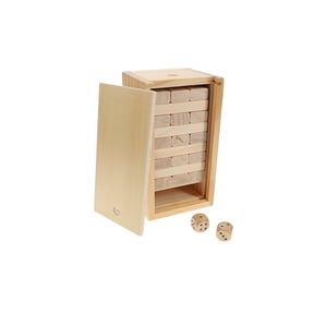 Wood Block Stacking Party Game with Wooden Box and die