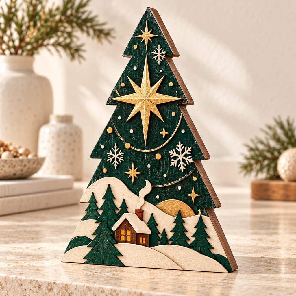 Wood Block Three-Layer Tabletop Decor for Home - Walmart.com