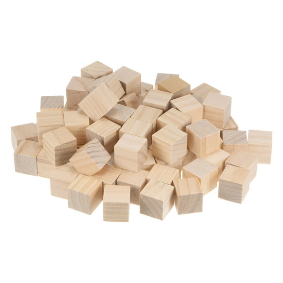 Wood Blocks for Crafts, 1 Inch Unfinished Wooden Cube Pine Wood Block for DIY Craft Projects, 100 Pack