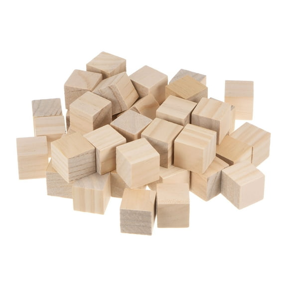 Wood Blocks for Crafts, 1 Inch Unfinished Wooden Cube Pine Wood Block for DIY Craft Projects, 50 Pack