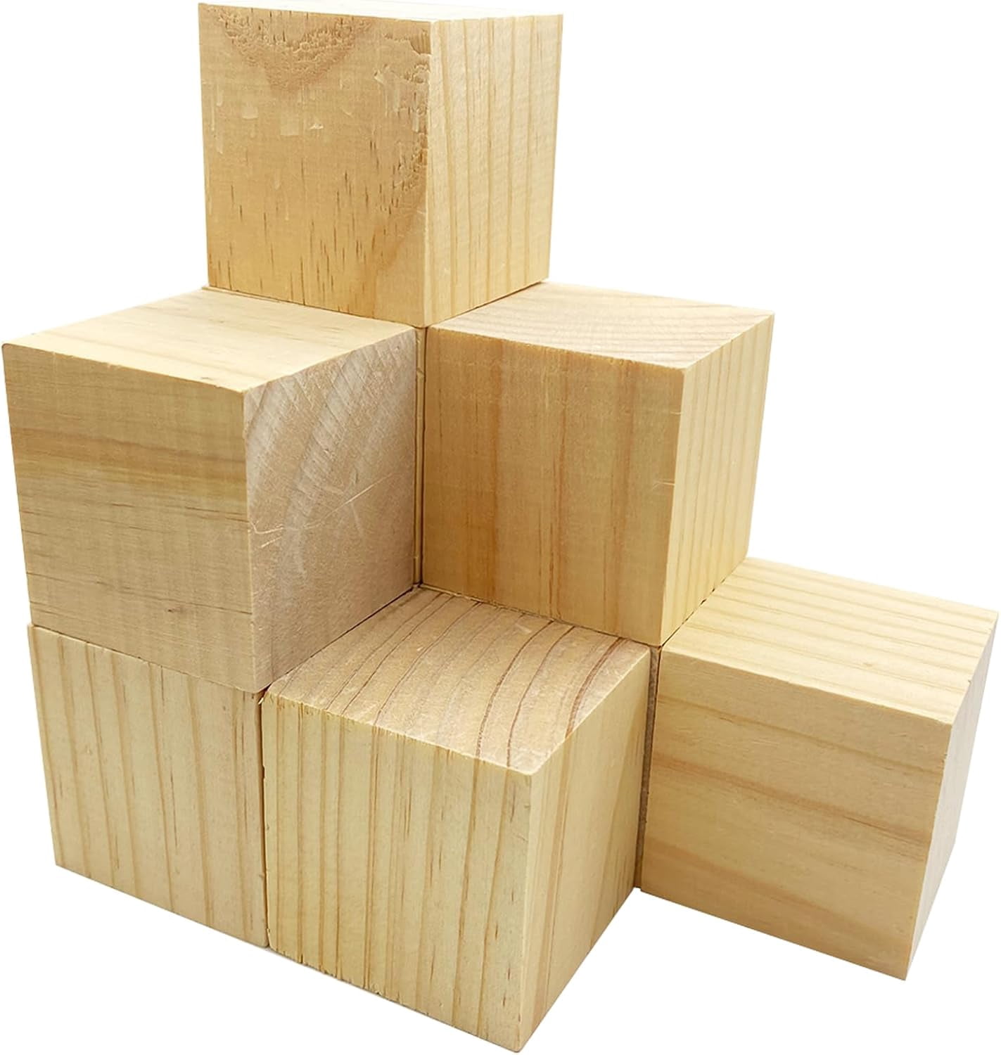Wood Blocks for Crafts,2 Inch Unfinished Wooden Cubes Natural Wood ...