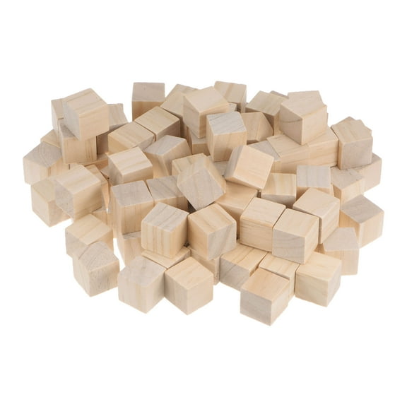 Wood Blocks for Crafts, 3/4 Inch Unfinished Wooden Cube Pine Wood Block for DIY Craft Projects, 100 Pack