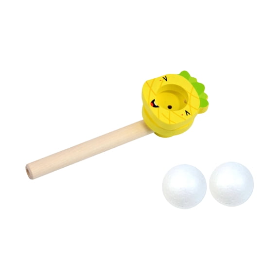 Wood Blowing Ball Game Set with Animal Designs, Floating Ball Toy with Blow Pipes for Kids and Adults, Hand Eye Coordination Training, Breathe Control & Family Activity (A,1pc)