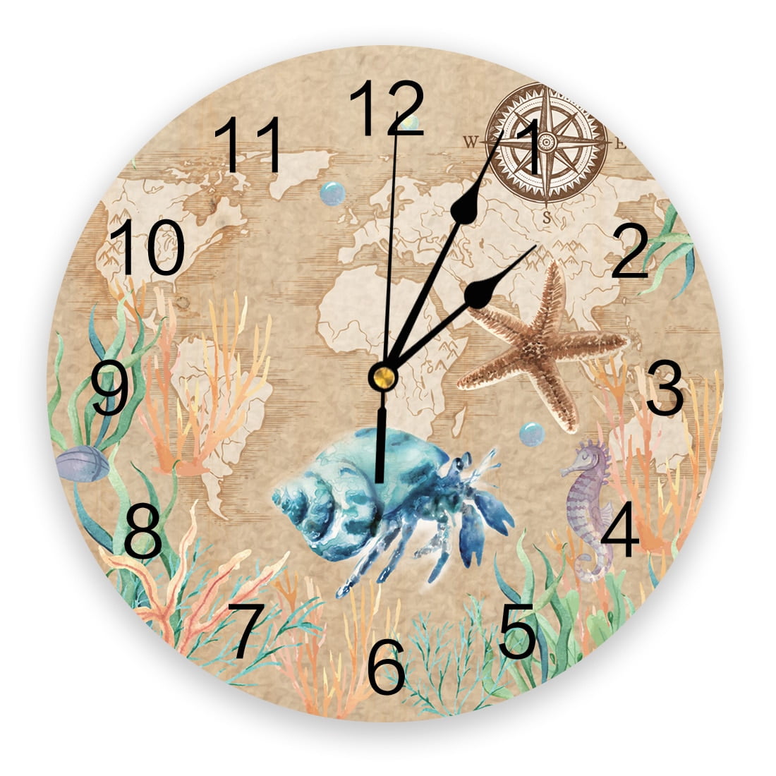 Wood Board Map Famous Buildings Wall Clock Kitchen Home Living Room