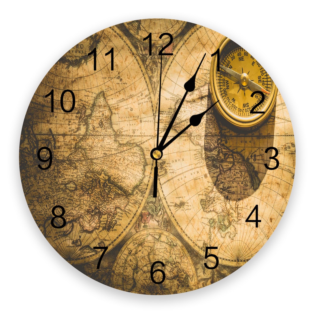 Wood Board Map Famous Buildings Wall Clock Kitchen Home Living Room