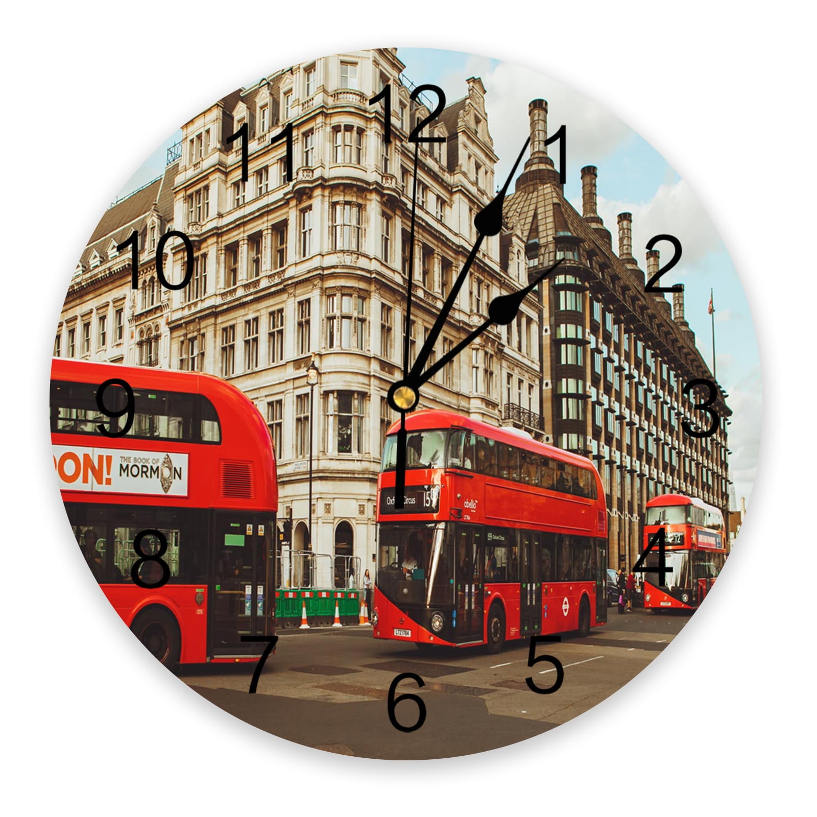 Wood Board Map Famous Buildings Wall Clock Kitchen Home Living Room