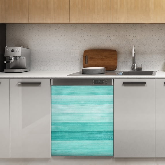 Wood Board With Horizontal Lines Printed Dishwasher Magnet Cover Decorative Sticker for Home Cabinet Kitchen 23" x26"