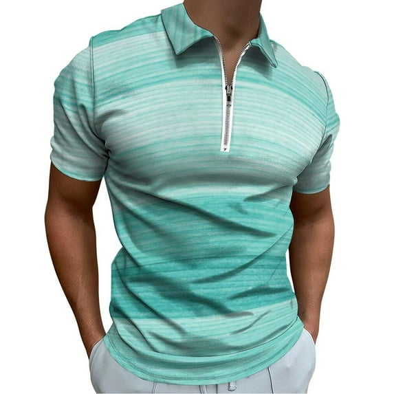 Wood Board With Horizontal Lines Printed Men Zipper T-shirt Summer Casual Short Sleeve T-shirt Top