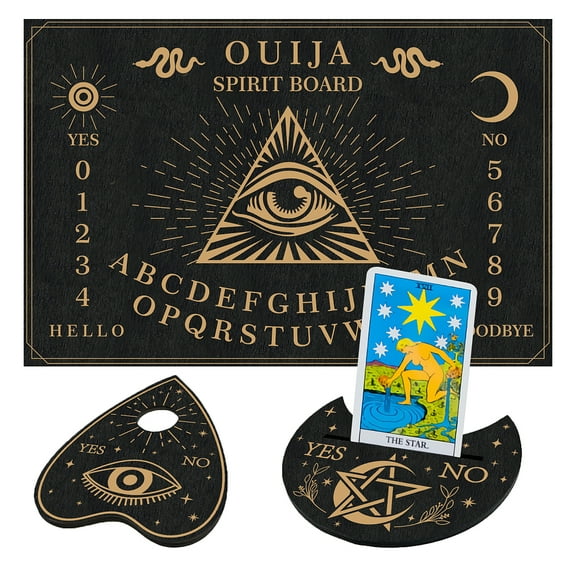 Wood Board Wooden Dowsing Divination Board for Supplies Rectangle & Moon & Heart Moon Pattern 96~200x80~300x4mm 3pcs/set