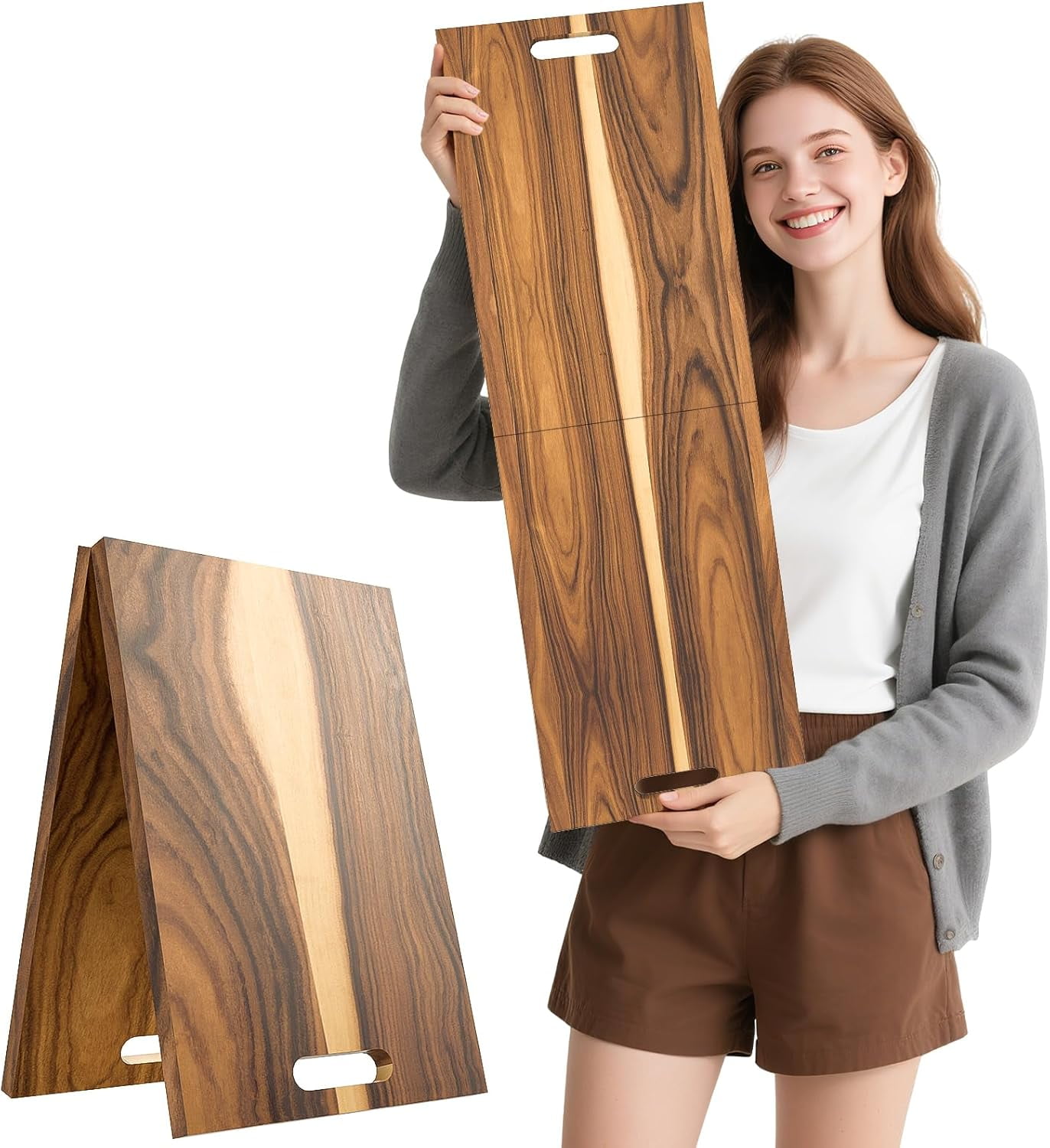 Extra Large Acacia Wood Charcuterie Board - 36" Foldable Serving Tray With Handles For Parties