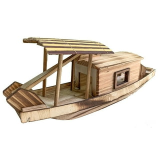 Wood Boat Model Vintage Boat Model Desktop Fishing Boat Ornament