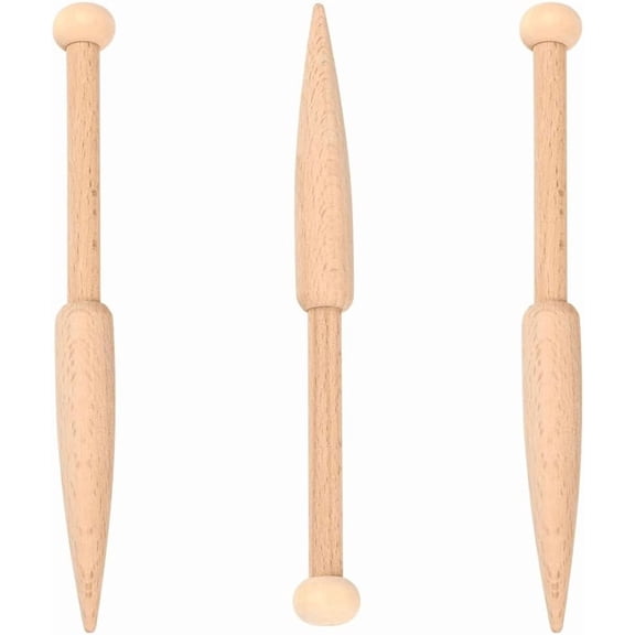 Wood Bobbin Stick Wooden Knitting Needles Single Head Weaving Loom Machines Tools Beech Shuttle Crochet Hook for DIY Wool Sweater Tapestry Rug Scarf Making Crafts Supplies BurlyWood