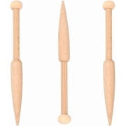 Wood Bobbin Stick Wooden Knitting Needles Single Head Weaving Loom Machines Tools Beech Shuttle Crochet Hook for DIY Wool Sweater Tapestry Rug Scarf Making Crafts Supplies BurlyWood 3pcs