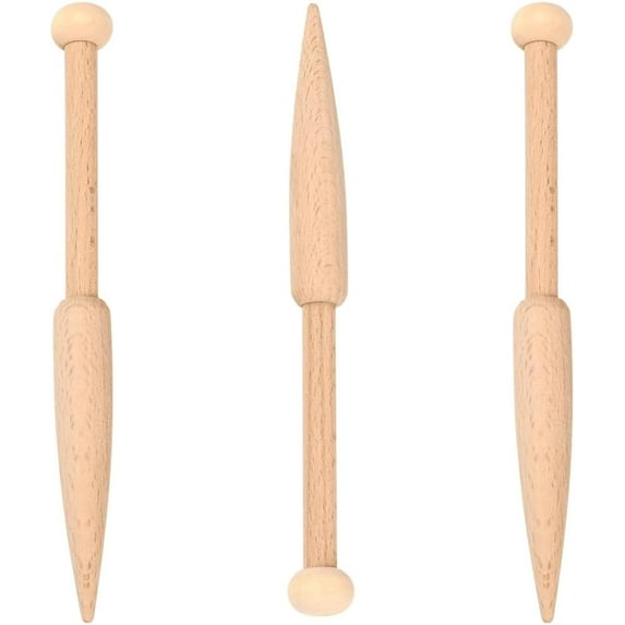 Wood Bobbin Stick Wooden Knitting Needles Single Head Weaving Loom Machines Tools Beech Shuttle Crochet Hook for DIY Wool Sweater Tapestry Rug Scarf Making Crafts Supplies Beige