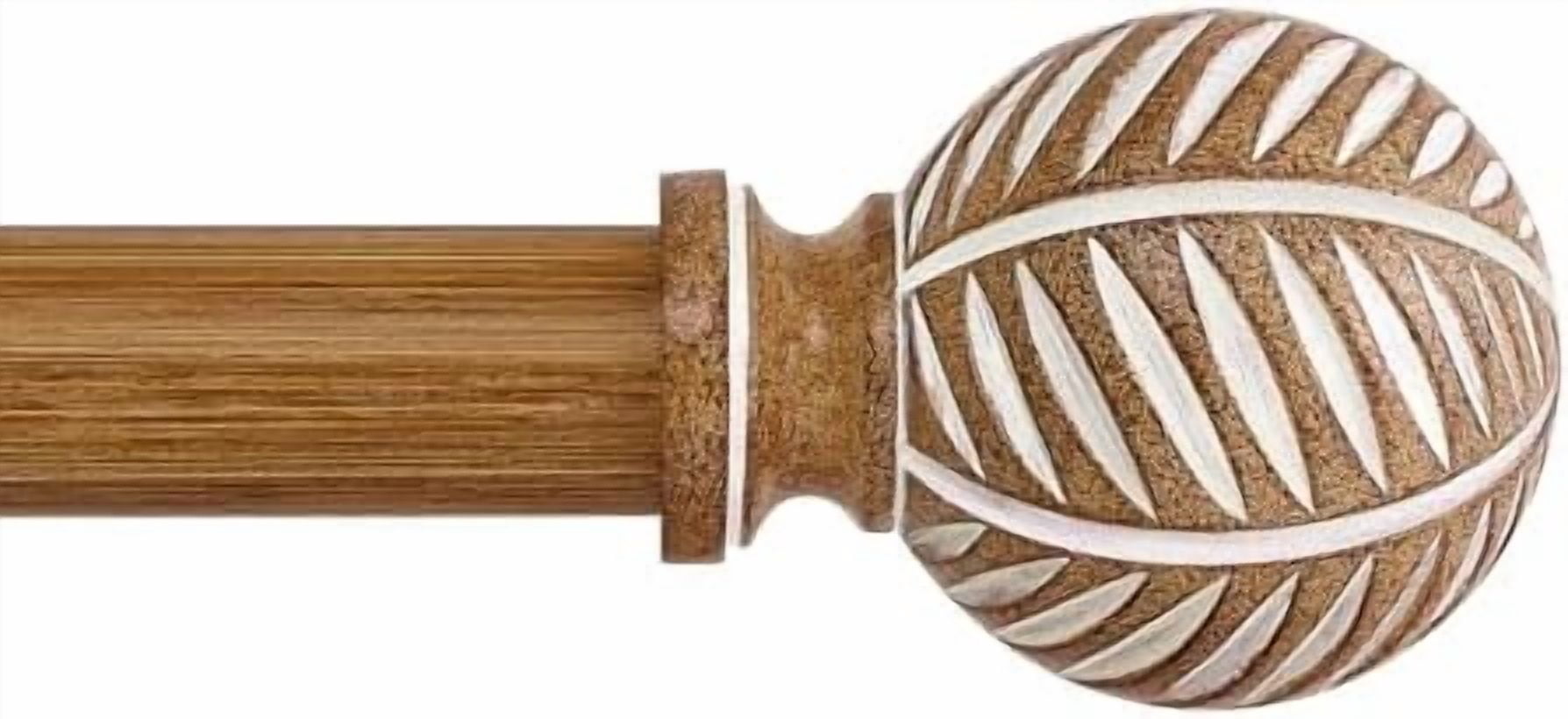 Wood Boho Curtain Rods for Windows:Wooden Farmhouse Decorative Curtain Rod for Bedroom Living Room,Heavy Duty Adjustable Rustic Bamboo Drapery Rod with Imitation Wood Grain Finial,Brown 120-170"