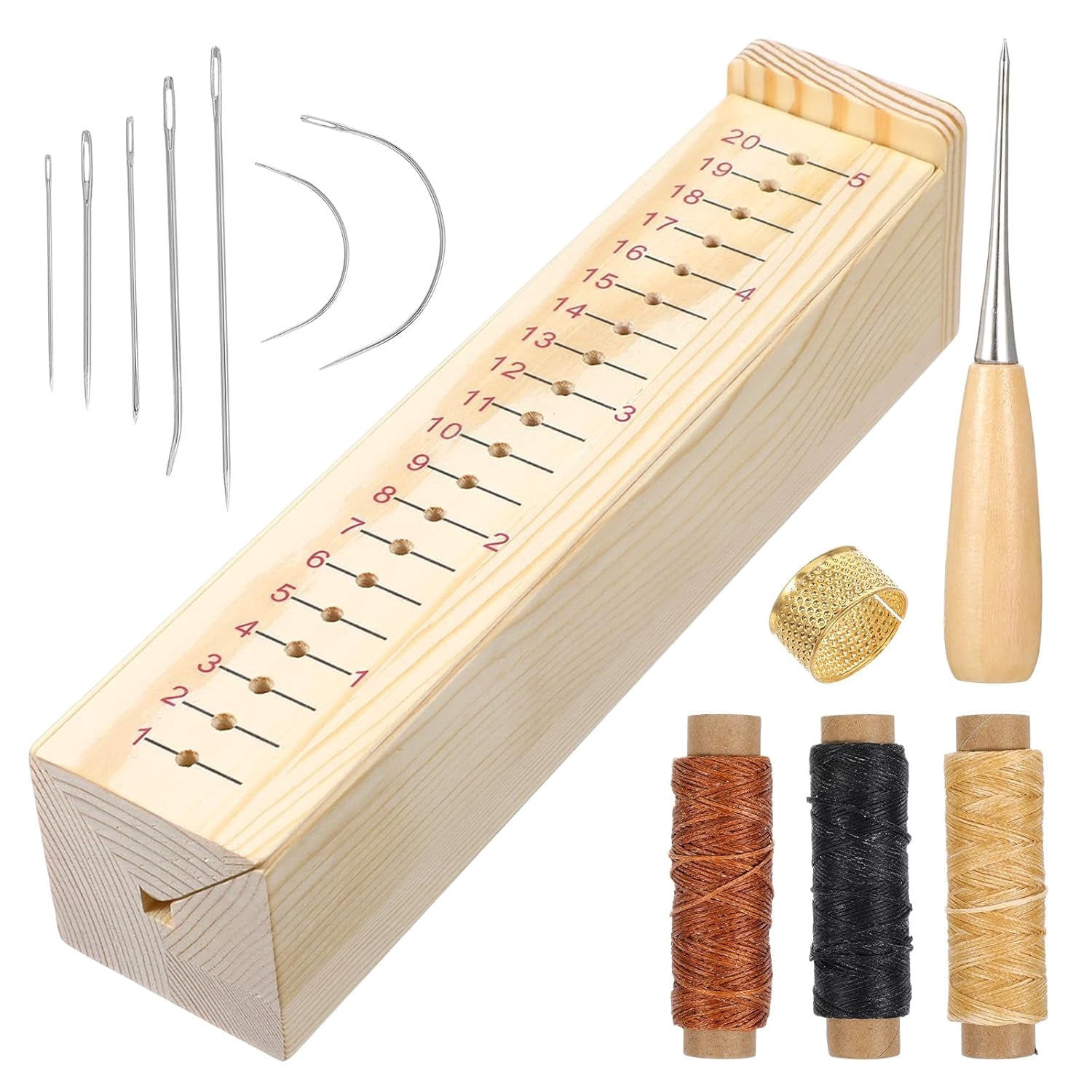 Wood Book Binding Cradle with an Awl, Book Binding Kits Used for Bookbinding Hole Punching, Sturdy and Durable, Easy to Store, Bookbinding Supplies Punch Tools