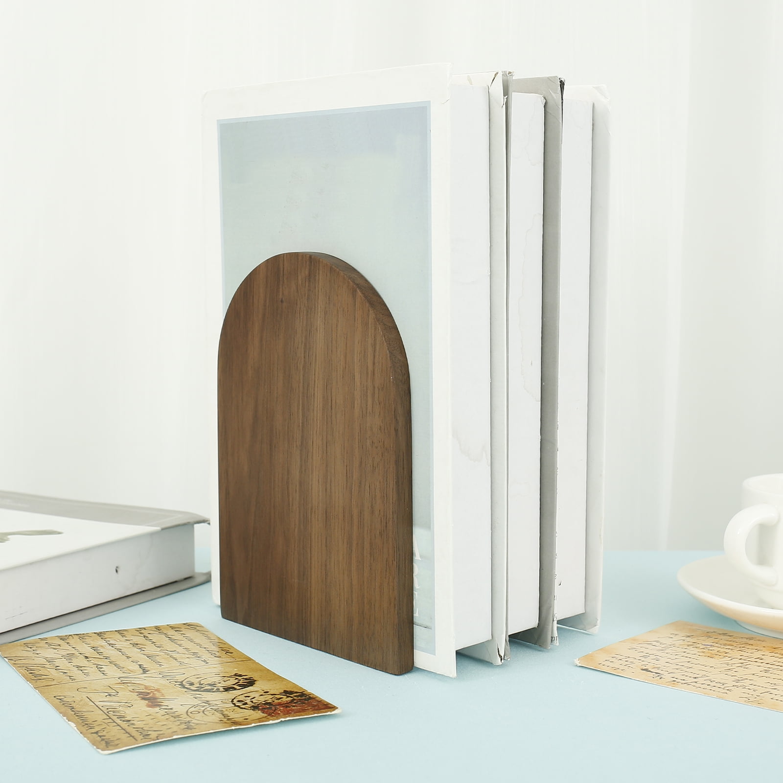 Wood Book Ends Non Skid Desk Book Stands Decorative Book Holder ...