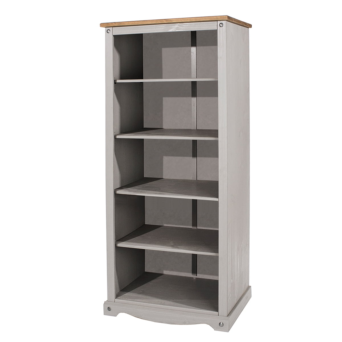 Wood Bookcase 5 Shelf Corona Gray | Furniture Dash