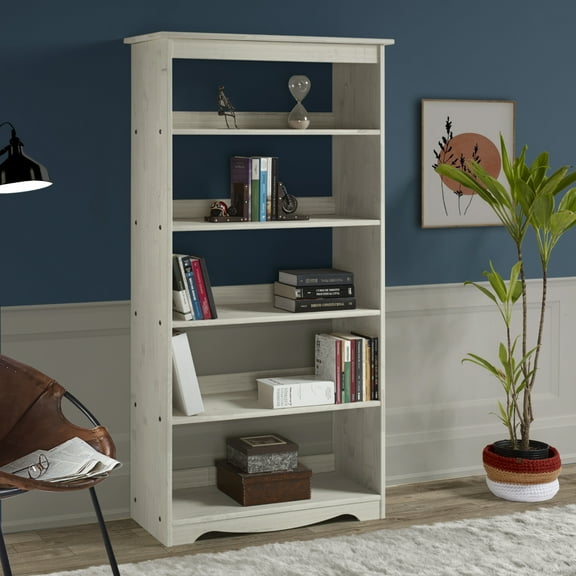 Wood Bookcase White Distressed | Furniture Dash CAD963