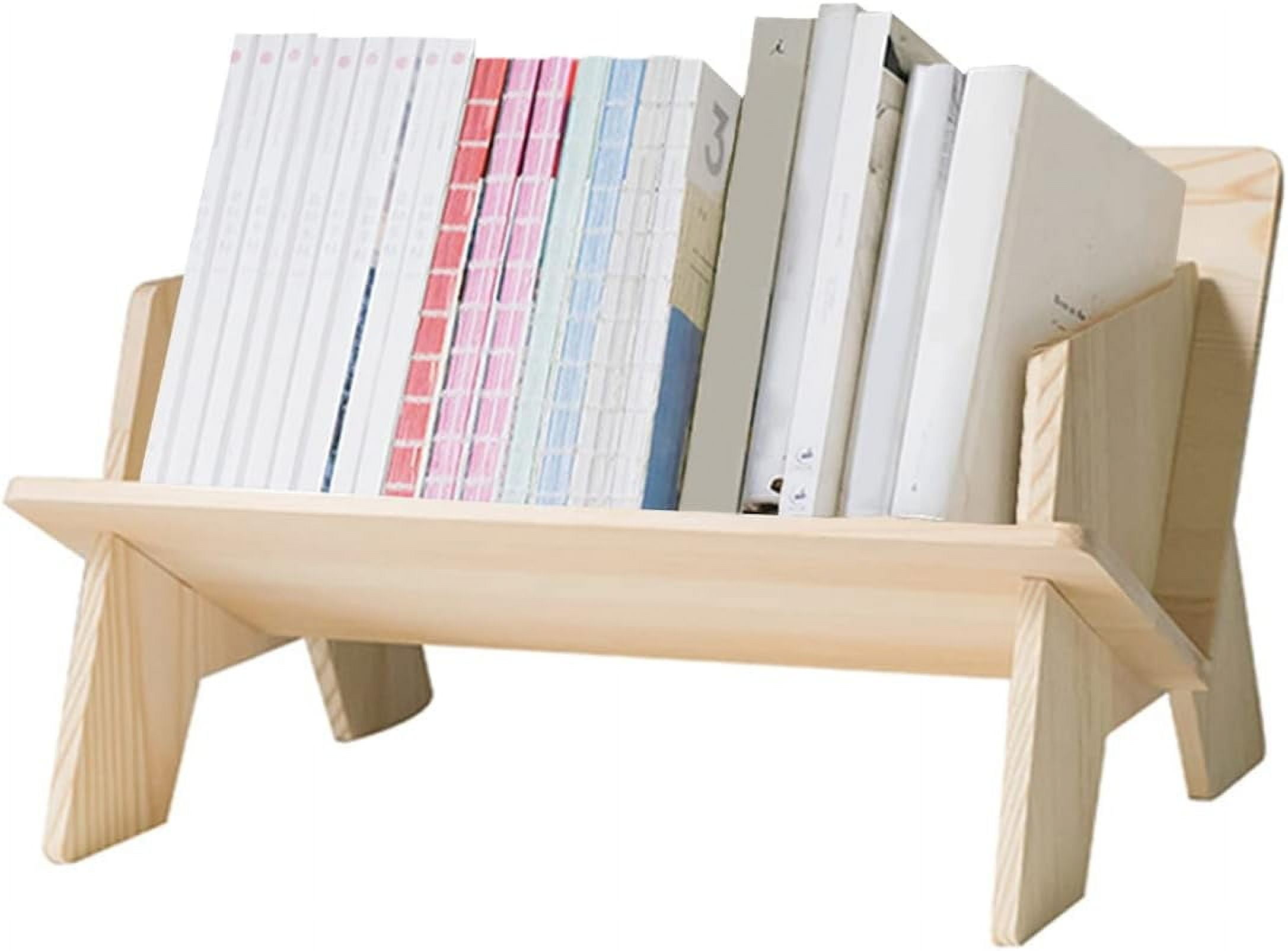 Wood Bookcase in Living Room/Home/Office, Desktop Book Shelf Organizer