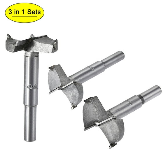 Wood Boring Drill Bits 40mm 42mm 45mm Dia Hole Saw Carbide Alloy Steel Round Shank for Hinge Plywood Wood Tool 3in1 Set