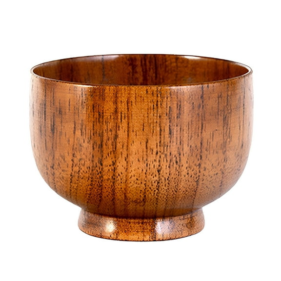 Wood Bowl Solid Wood Bowl Serving Tableware for Rice Soup Wooden Kitchen Utensil 9.5CM Bowl
