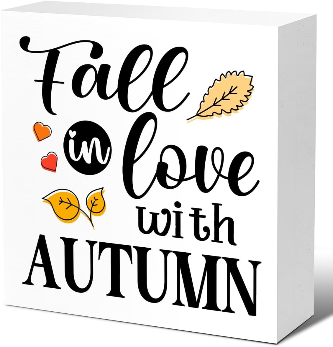 Wood Box Sign 5x5 Inch Autumn Desk Decor Autumn Wood Block Rustic Fall ...