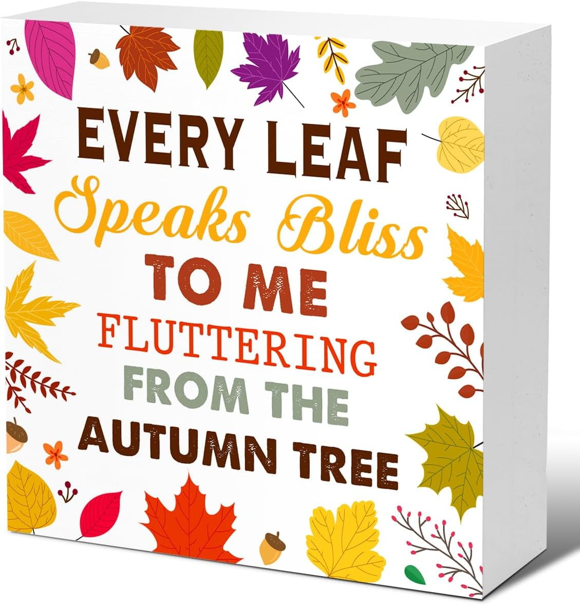 Wood Box Sign 5x5 Inch Autumn Desk Decor Fall Decor Autumn Wood Block ...