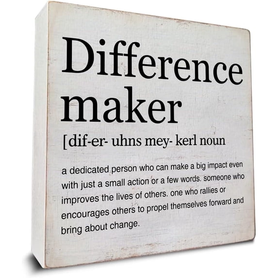 Wood Box Sign 5x5 Inch Difference Maker Gift Difference Maker Definition Art Wooden Box Sign Desk Decorative Wood Sign Home Office Decor For Table Shelf Gift For Women Men