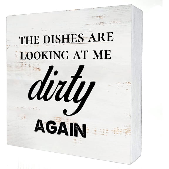 Wood Box Sign 5x5 Inch Dirty Dishes Wood Box Sign Kitchen Home Decor Rustic Funny Dishes Wooden Box Sign Block Plaque For Wall Tabletop Desk Decoration Gift Gift For Women Men