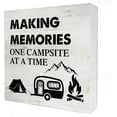 thumbnail image 1 of Wood Box Sign 5x5 Inch Making Memories One Campsite Camping Wooden Box Sign With Sayings Desk Decor Rv Camper Travel Trailer Box Sign Wood Block Sign Rustic Decor Gift For Women Men, 1 of 8