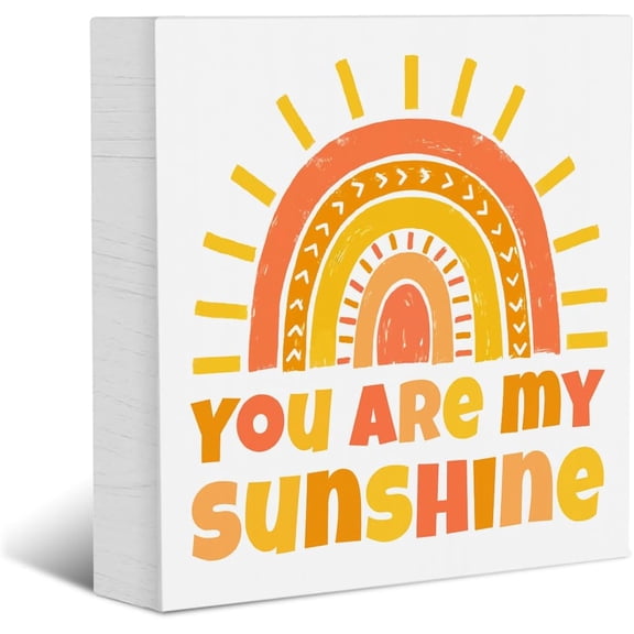 Wood Box Sign 5x5 Inch Summer Decor Sunshine Sun Quotes Wood Box Signs Sunshine Gifts Summer Decorations For Home Desk Decor Wooden Box Signs For Table Office Bedroom Cottage Home Farmhouse