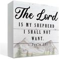 thumbnail image 1 of Wood Box Sign 5x5Inch Christian Decor Tabletop Decor Wooden Christian Sign Freestanding Wooden Block Sign Religious Decor Christian Home Decor Living Room Decor Psalm 23 The Lord Is My Shepherd Sign, 1 of 8