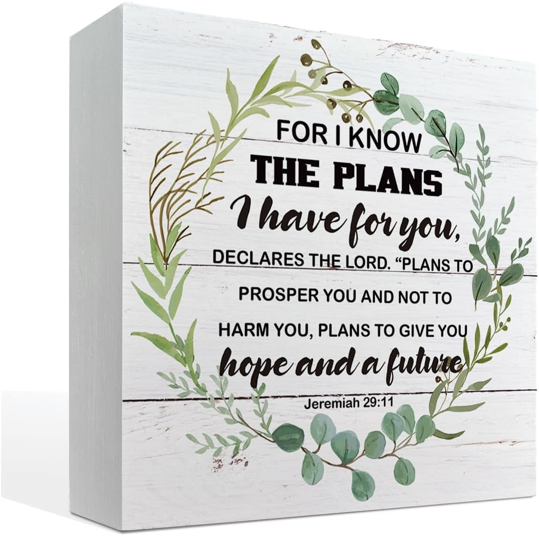 Wood Box Sign 5x5Inch Christian Decor Box Sign Tabletop Decor Religious ...