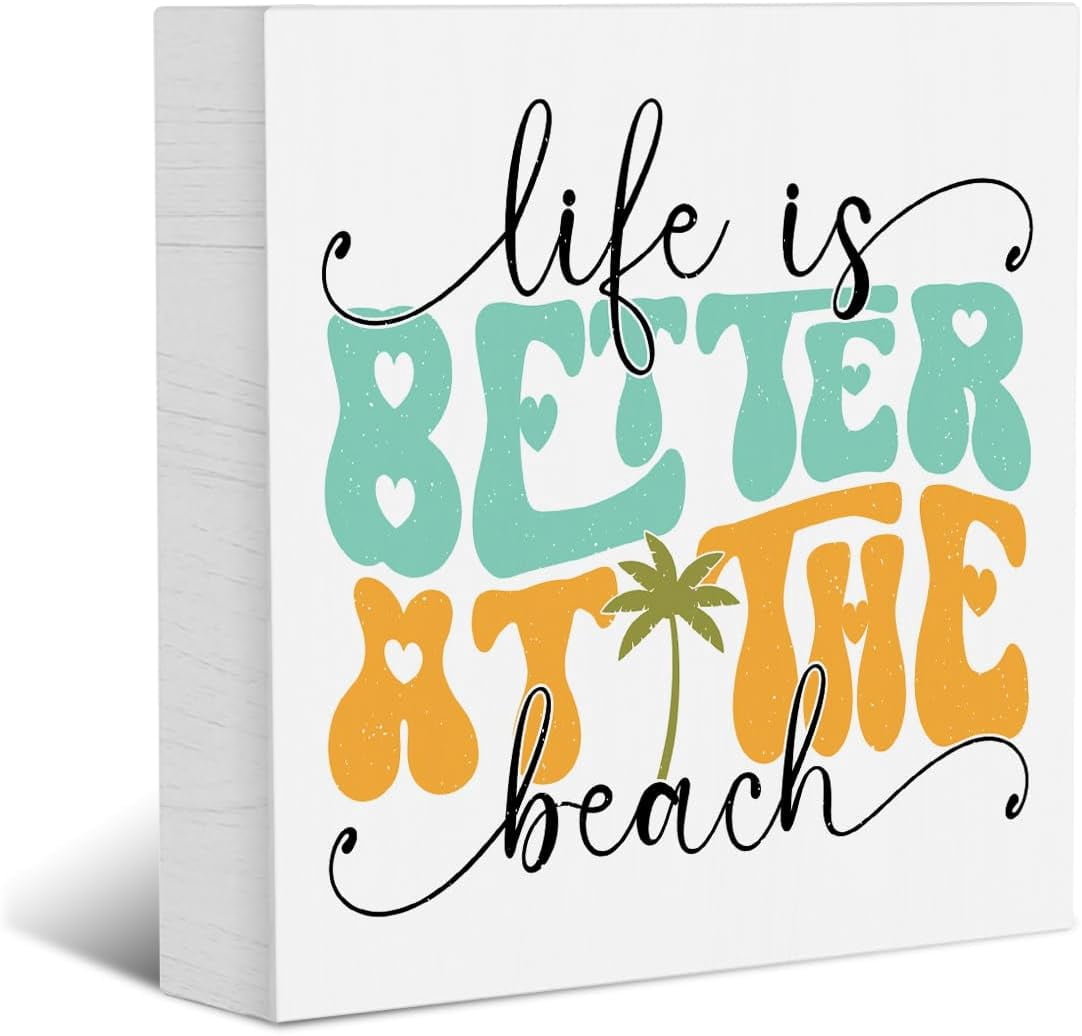 Wood Box Sign 7x7 Inch Beach Decor Beach Gifts Wood Box Signs Ocean ...