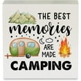 thumbnail image 1 of Wood Box Sign 7x7 Inch Best Memories Camping Wood Box Sign Rustic Rv Camper Campfire Wooden Box Sign Decorative Country Sign Block Plaque For Home Desk Table Shelf Decor Gift For Women Men, 1 of 8