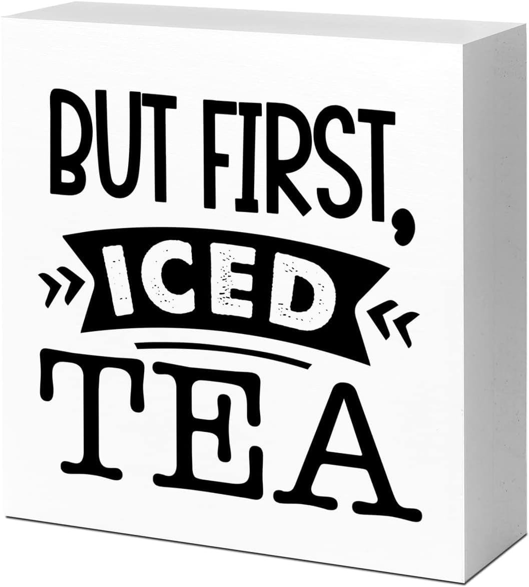 Wood Box Sign 7x7 Inch But First Iced Tea Wood Box Sign Desk Decor ...