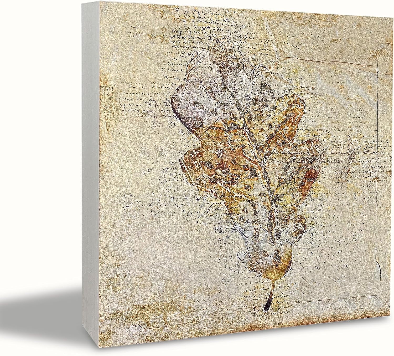 Wood Box Sign 7x7 Inch Fall Desk Decor Boho Fall Leaves Farmhouse Wood ...