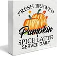 thumbnail image 1 of Wood Box Sign 7x7 Inch Fall Pumpkin Wooden Box Sign Home Decor Autumn Fall Wood Sign Desk Decoration Pumpkin Spice Latte Wood Block Plaque Box Sign For Shelf Home Kitchen Gift For Women Men, 1 of 8