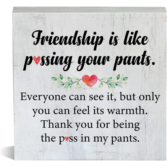 Wood Box Sign 7x7 Inch Friendship Wooden Box Sign Rustic Style Funny Friend Quote Wood Block Tabletop Sign Decorative Desk Sign Decor For Home Shelf Gift For Women Men
