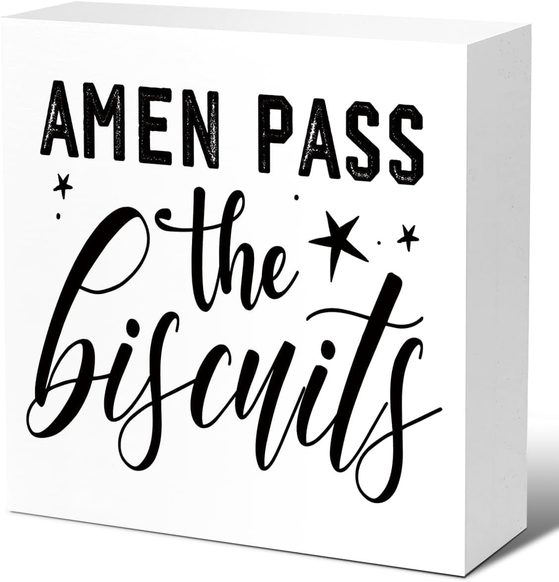 Wood Box Sign 7x7 Inch Funny Kitchen Wood Block Signs Amen Pass The