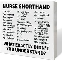 Wood Box Sign 7x7Inch Funny Nurse Nurses Week Birthday Graduation Gifts For Nursing Students Nurse Shorthand Wooden Box Sign Desk Decor Gift For Women Men
