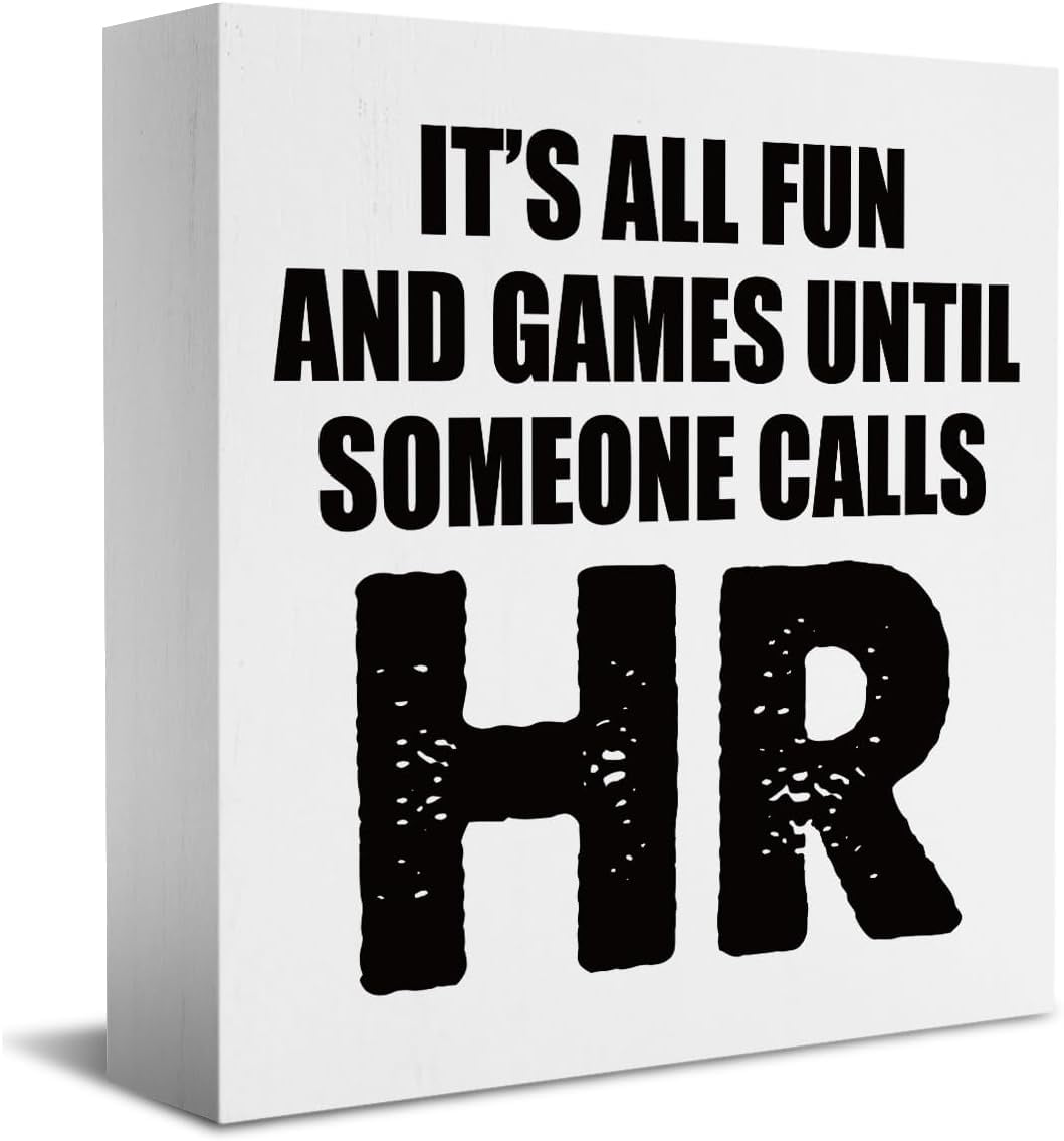 Wood Box Sign 7x7 Inch Funny Office Gifts For Coworkers Hr Human ...