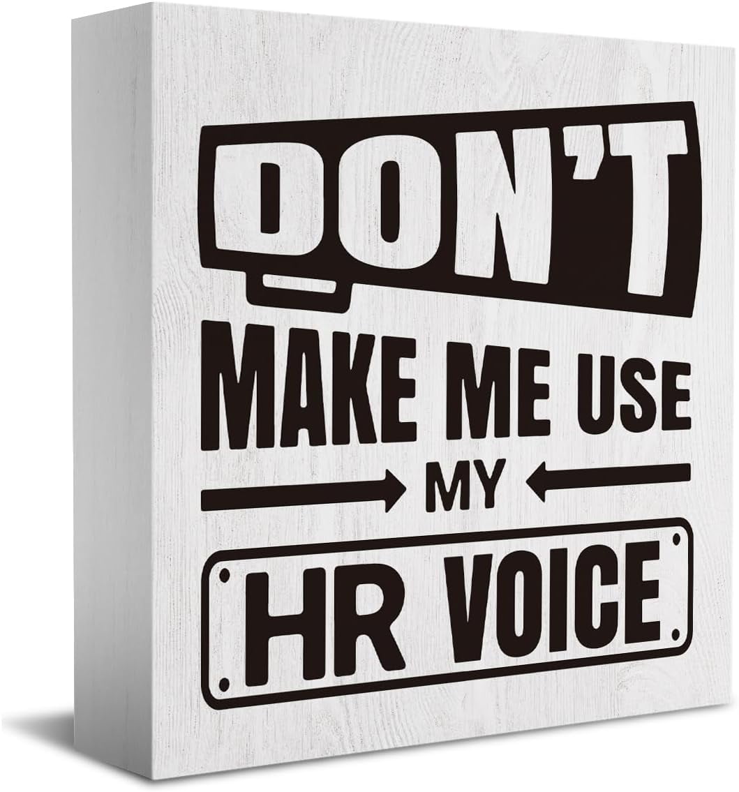 Wood Box Sign 7x7 Inch Hr Voice Thank You Gifts Office Decor Funny ...